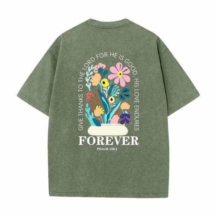 Christianartworkshop Dad gracias al Señor Salmo 136:1 Pequeño cofre Jarrón floral Ramo Camiseta lavada de doble cara - image 13