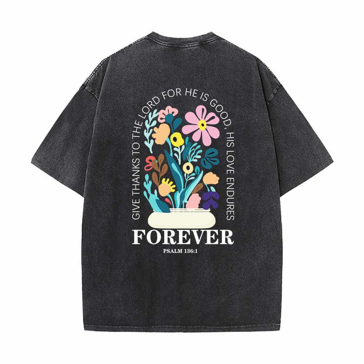 Christianartworkshop Dad gracias al Señor Salmo 136:1 Pequeño cofre Jarrón floral Ramo Camiseta lavada de doble cara - image 1