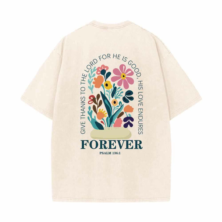 Christianartworkshop Dad gracias al Señor Salmo 136:1 Pequeño cofre Jarrón floral Ramo Camiseta lavada de doble cara - image 4