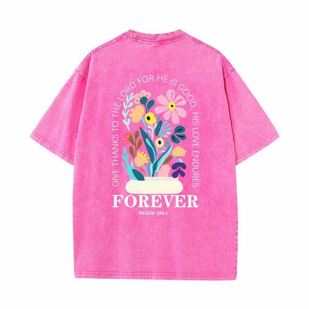 Christianartworkshop Dad gracias al Señor Salmo 136:1 Pequeño cofre Jarrón floral Ramo Camiseta lavada de doble cara - image 10