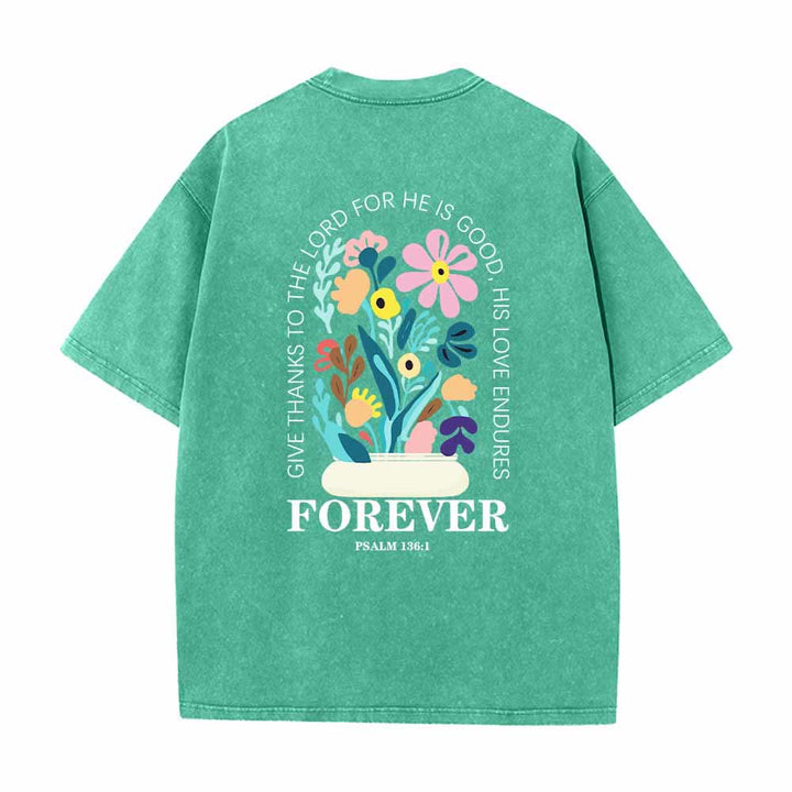 Christianartworkshop Dad gracias al Señor Salmo 136:1 Pequeño cofre Jarrón floral Ramo Camiseta lavada de doble cara - image 25