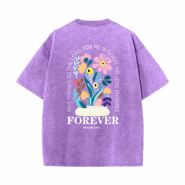 Christianartworkshop Dad gracias al Señor Salmo 136:1 Pequeño cofre Jarrón floral Ramo Camiseta lavada de doble cara - image 7