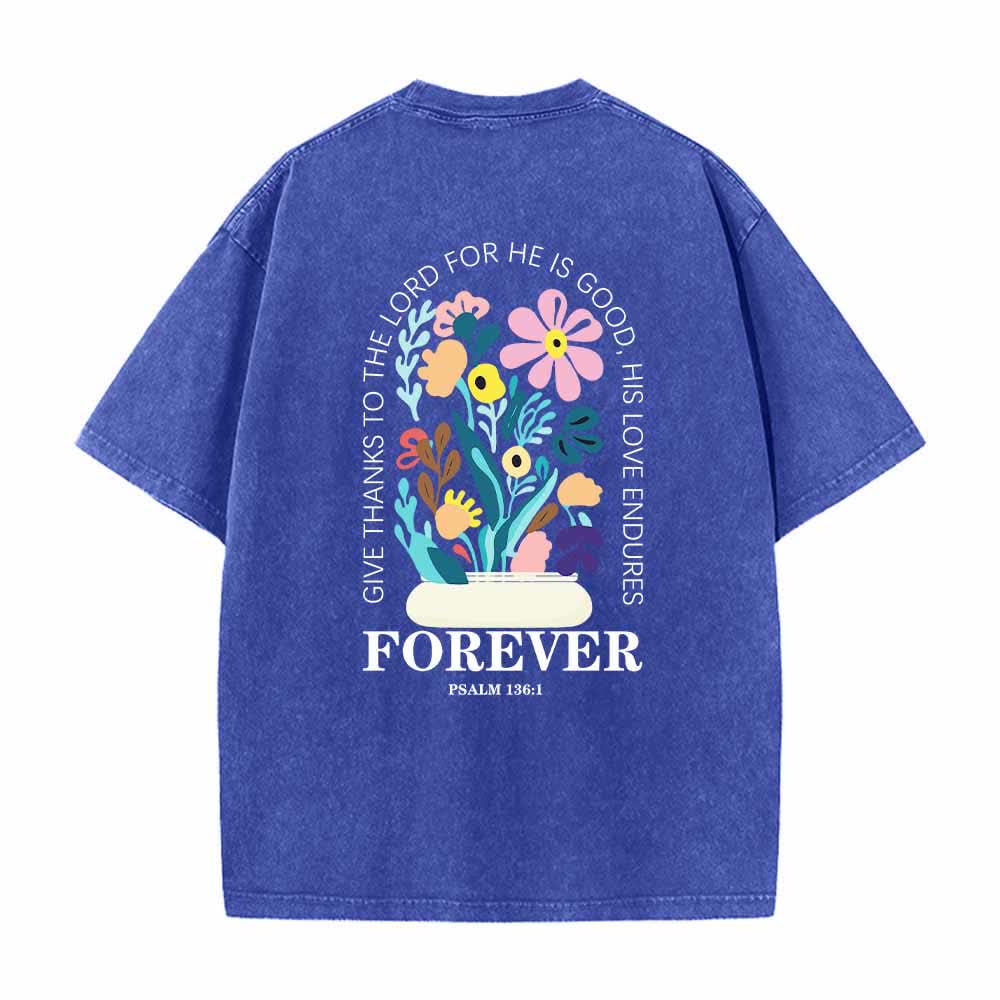Christianartworkshop Dad gracias al Señor Salmo 136:1 Pequeño cofre Jarrón floral Ramo Camiseta lavada de doble cara - image 16