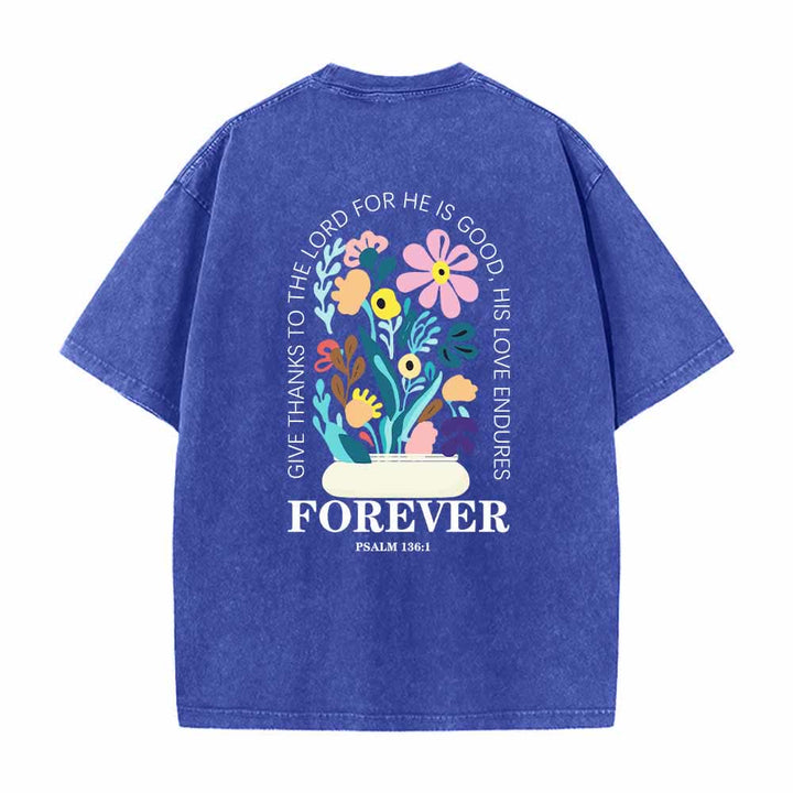Christianartworkshop Dad gracias al Señor Salmo 136:1 Pequeño cofre Jarrón floral Ramo Camiseta lavada de doble cara - image 16