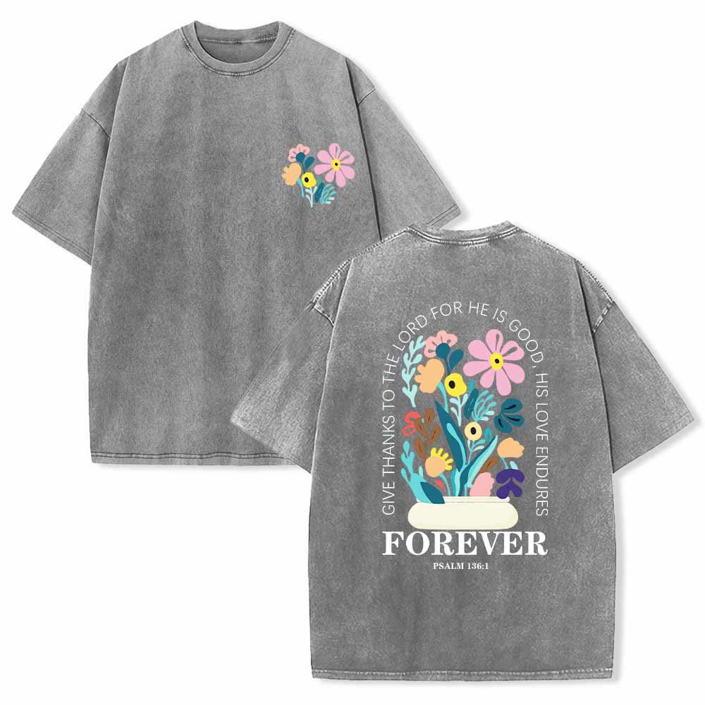Christianartworkshop Dad gracias al Señor Salmo 136:1 Pequeño cofre Jarrón floral Ramo Camiseta lavada de doble cara - Gris - 5XL - image 21