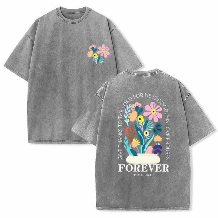 Christianartworkshop Dad gracias al Señor Salmo 136:1 Pequeño cofre Jarrón floral Ramo Camiseta lavada de doble cara - Gris - 5XL - image 21