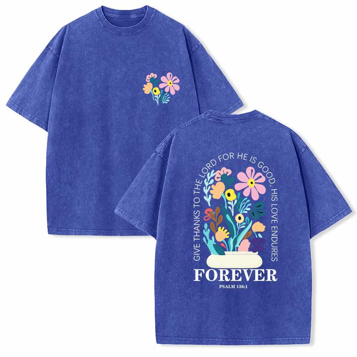 Christianartworkshop Dad gracias al Señor Salmo 136:1 Pequeño cofre Jarrón floral Ramo Camiseta lavada de doble cara - Azul - 5XL - image 15