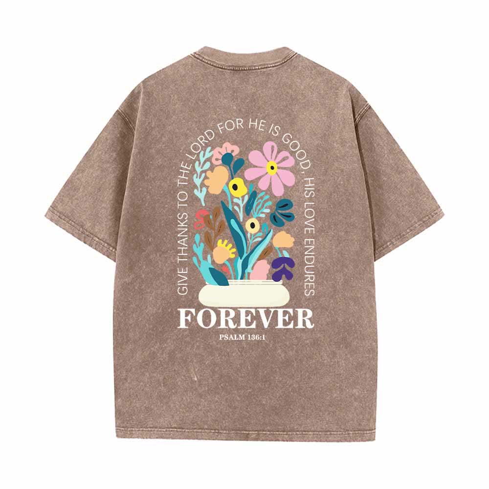 Christianartworkshop Dad gracias al Señor Salmo 136:1 Pequeño cofre Jarrón floral Ramo Camiseta lavada de doble cara - image 19