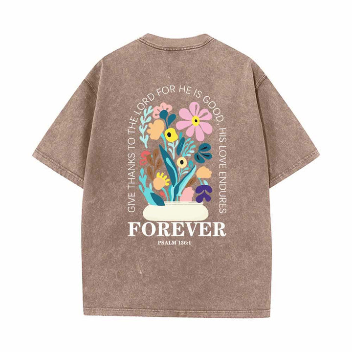 Christianartworkshop Dad gracias al Señor Salmo 136:1 Pequeño cofre Jarrón floral Ramo Camiseta lavada de doble cara - image 19