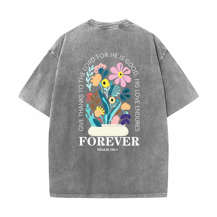 Christianartworkshop Dad gracias al Señor Salmo 136:1 Pequeño cofre Jarrón floral Ramo Camiseta lavada de doble cara - image 22