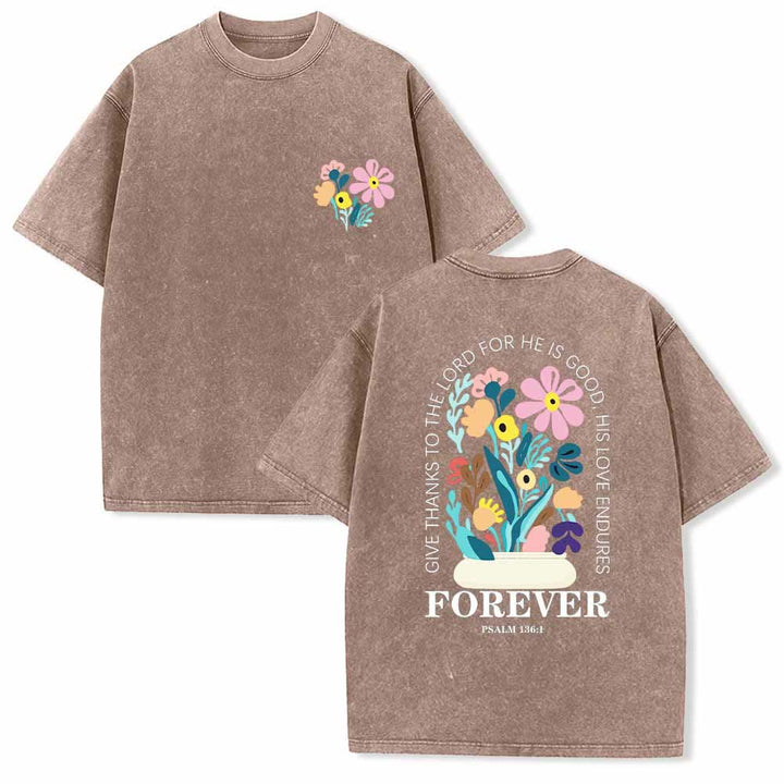 Christianartworkshop Dad gracias al Señor Salmo 136:1 Pequeño cofre Jarrón floral Ramo Camiseta lavada de doble cara - Marrón - 5XL - image 18