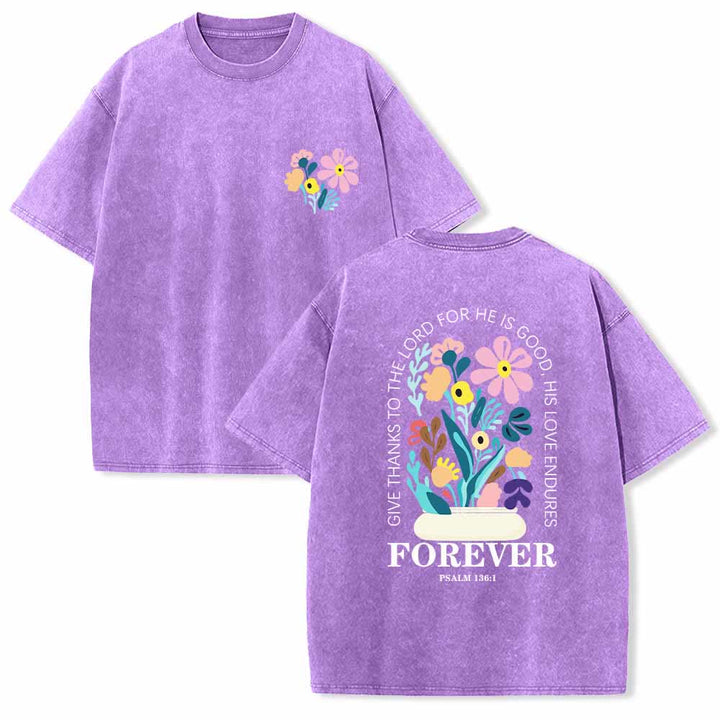 Christianartworkshop Dad gracias al Señor Salmo 136:1 Pequeño cofre Jarrón floral Ramo Camiseta lavada de doble cara - Púrpura - 5XL - image 6