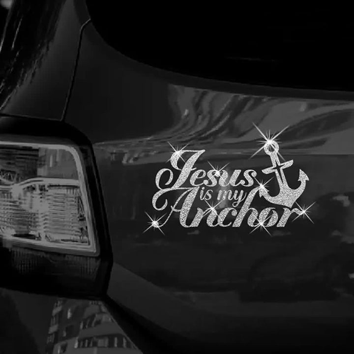 Christianartworkshop Pegatina brillante cristiana para coche con la frase "Jesús es mi ancla" - image 5