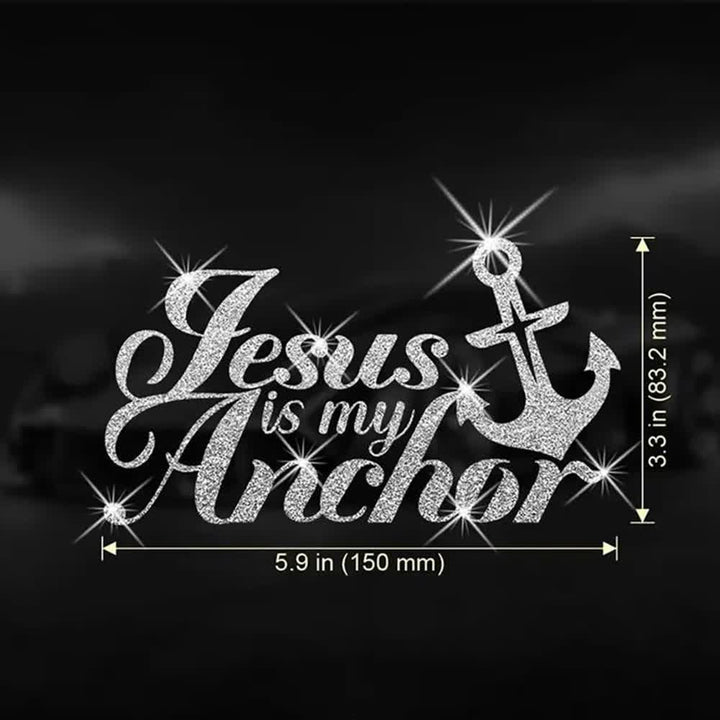 Christianartworkshop Pegatina brillante cristiana para coche con la frase "Jesús es mi ancla" - image 6