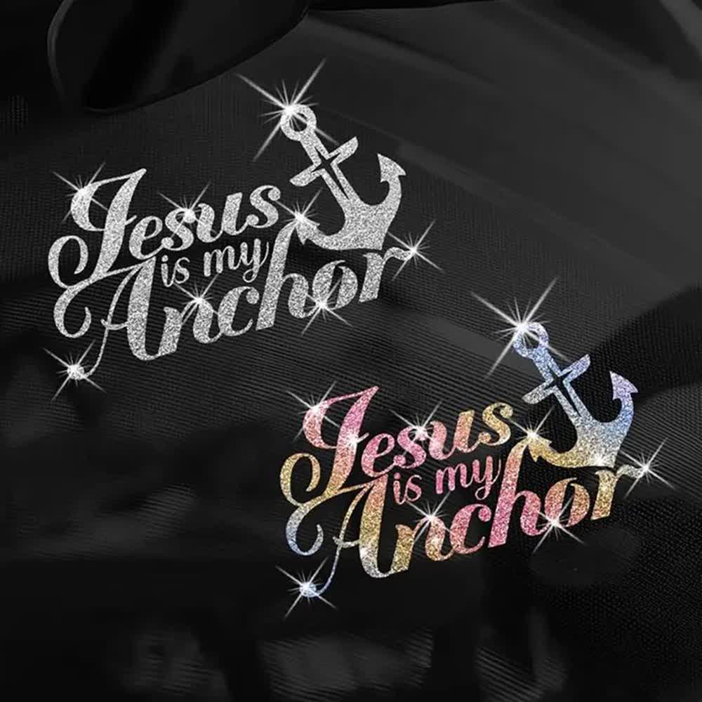 Christianartworkshop Pegatina brillante cristiana para coche con la frase "Jesús es mi ancla" - image 3