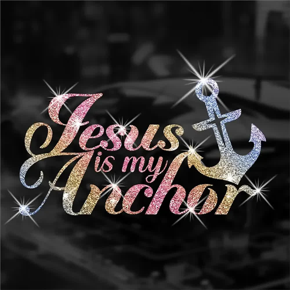 Christianartworkshop Pegatina brillante cristiana para coche con la frase "Jesús es mi ancla" - image 2