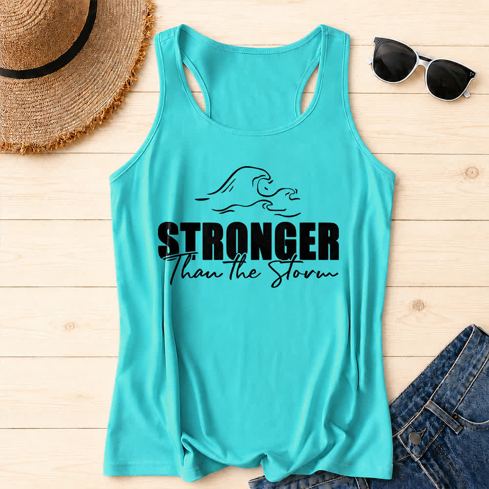 Christianartworkshop Camiseta sin mangas estilo racerback informal "Más fuerte que la ola de la tormenta" - Menta - 2XL - image 0