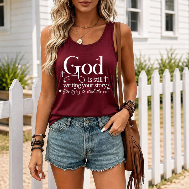 Christianartworkshop Dios sigue escribiendo tu historia. Camiseta sin mangas deportiva cristiana con espalda cruzada. - image 25
