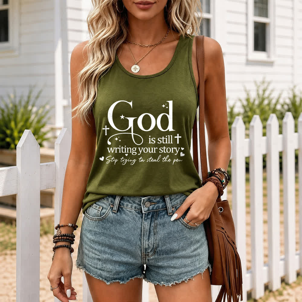Christianartworkshop Dios sigue escribiendo tu historia. Camiseta sin mangas deportiva cristiana con espalda cruzada. - image 19
