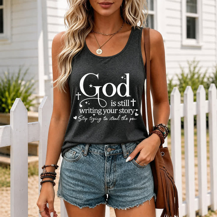 Christianartworkshop Dios sigue escribiendo tu historia. Camiseta sin mangas deportiva cristiana con espalda cruzada. - image 10
