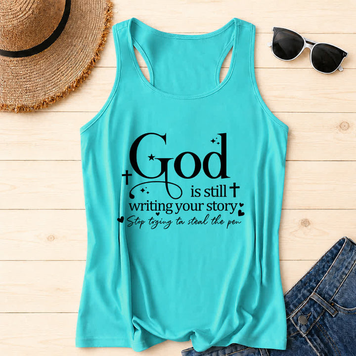 Christianartworkshop Dios sigue escribiendo tu historia. Camiseta sin mangas deportiva cristiana con espalda cruzada. - Menta - 2XL - image 12