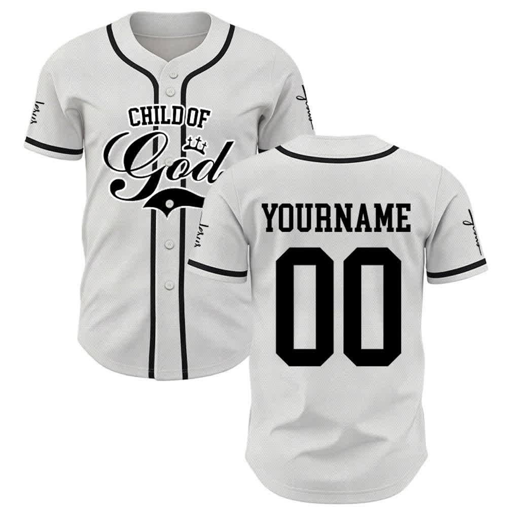 Christianartworkshop Camiseta de béisbol unisex personalizada con nombre y número "Hijo de Dios" - image 1