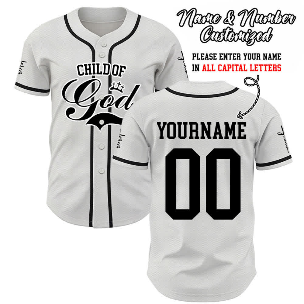Christianartworkshop Camiseta de béisbol unisex personalizada con nombre y número "Hijo de Dios" - Blanco - 5XL - Nombre y número personalizados - image 0