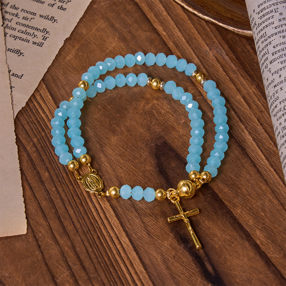 Christianartworkshop Pulsera de rosario de cuentas versátil y combinable: emblema de cálida bendición celestial. - Azul - image 0