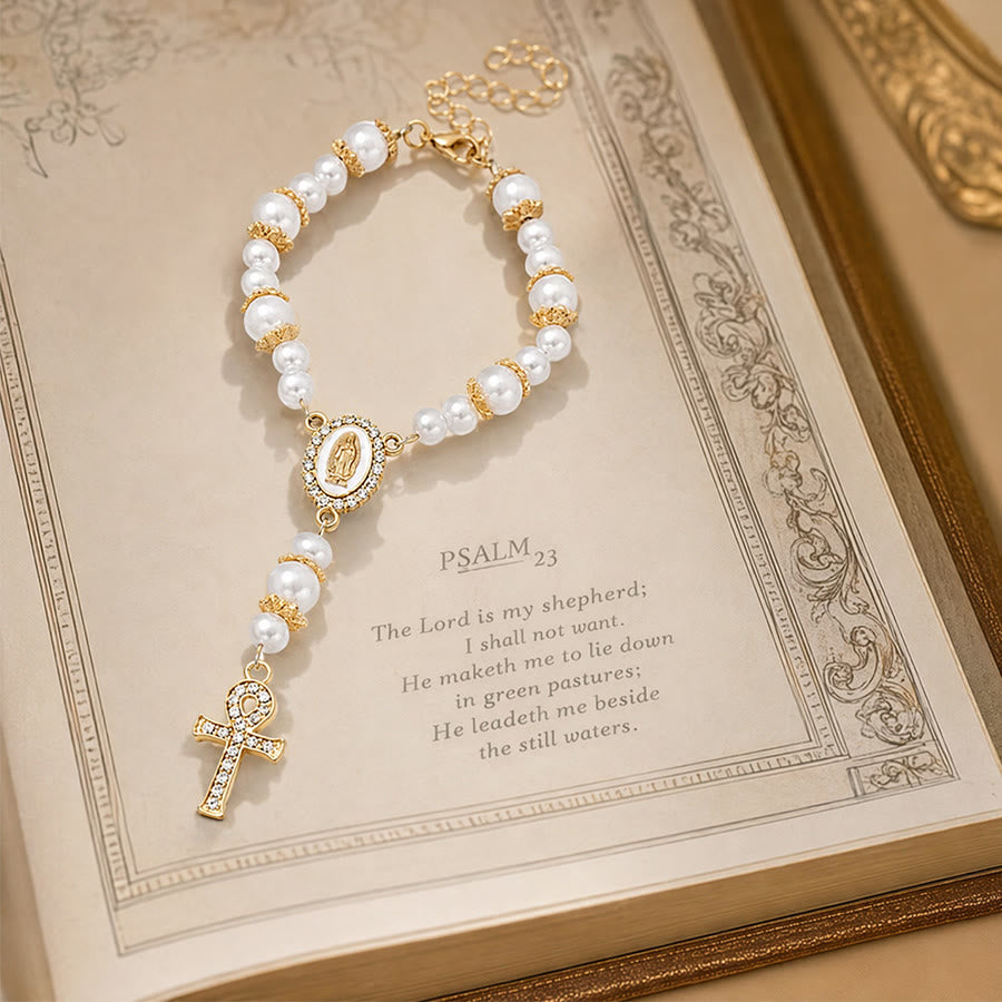 Christianartworkshop Rosario devocional de doble estilo con medalla mariana y dije de cruz: símbolo de la dulce misericordia divina. - image 12