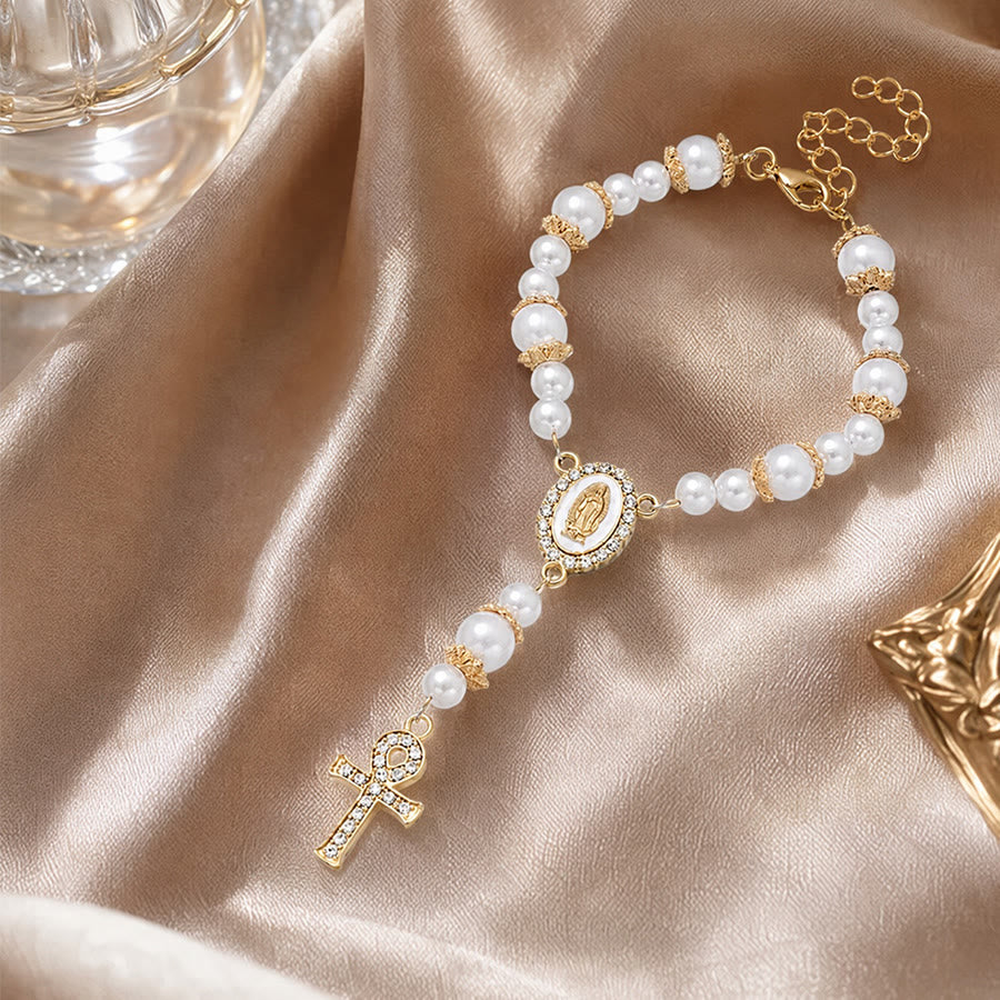 Christianartworkshop Rosario devocional de doble estilo con medalla mariana y dije de cruz: símbolo de la dulce misericordia divina. - image 13