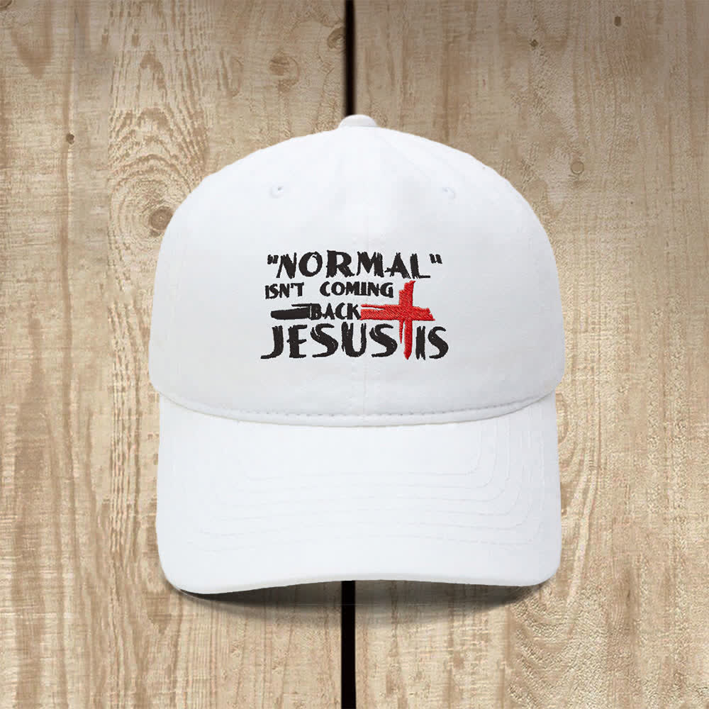 Christianartworkshop La normalidad no volverá. Jesús está en la cruz. Gorra clásica informal bordada con letras. - Blanco - image 18