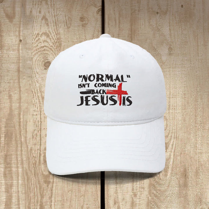 Christianartworkshop La normalidad no volverá. Jesús está en la cruz. Gorra clásica informal bordada con letras. - Blanco - image 18