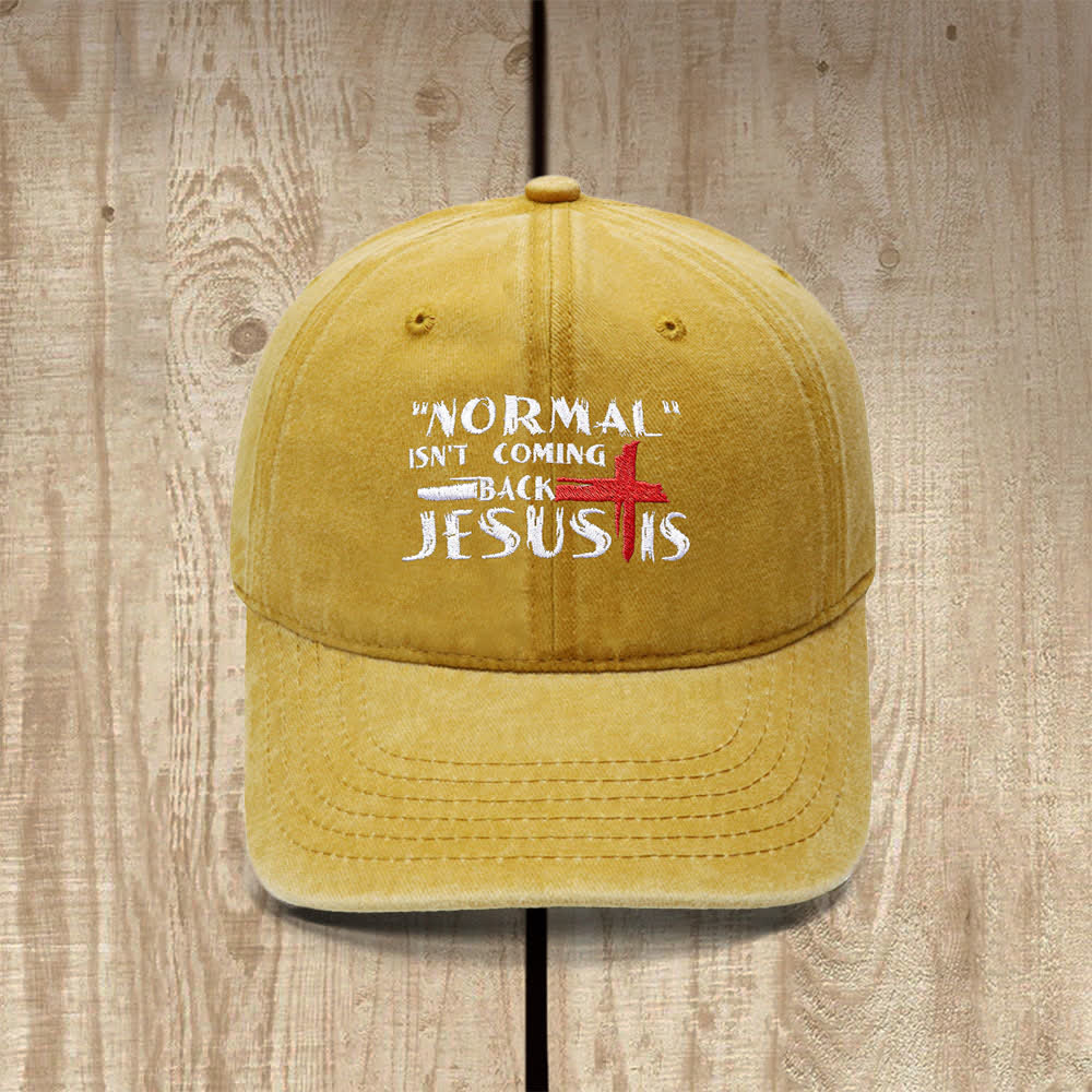 Christianartworkshop La normalidad no volverá. Jesús está en la cruz. Gorra clásica informal bordada con letras. - Amarillo - image 15