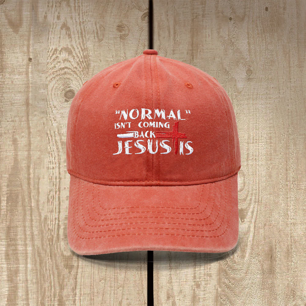 Christianartworkshop La normalidad no volverá. Jesús está en la cruz. Gorra clásica informal bordada con letras. - Naranja - image 14