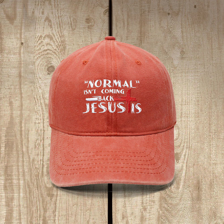 Christianartworkshop La normalidad no volverá. Jesús está en la cruz. Gorra clásica informal bordada con letras. - Naranja - image 14