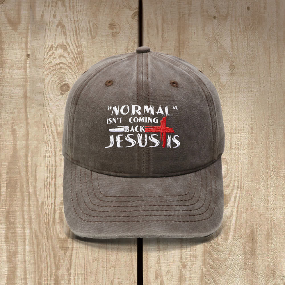 Christianartworkshop La normalidad no volverá. Jesús está en la cruz. Gorra clásica informal bordada con letras. - Café - image 10