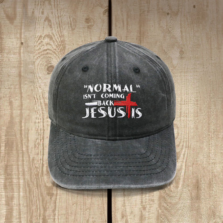 Christianartworkshop La normalidad no volverá. Jesús está en la cruz. Gorra clásica informal bordada con letras. - Negro - image 1