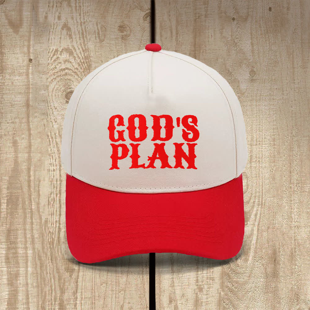 Christianartworkshop Gorra clásica informal con estampado de letras grandes "El plan de Dios" - Rojo - image 2