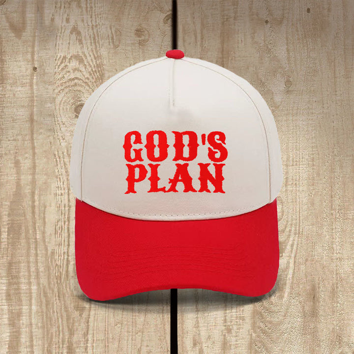 Christianartworkshop Gorra clásica informal con estampado de letras grandes "El plan de Dios" - Rojo - image 2