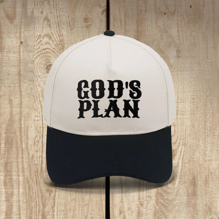 Christianartworkshop Gorra clásica informal con estampado de letras grandes "El plan de Dios" - Negro - image 0