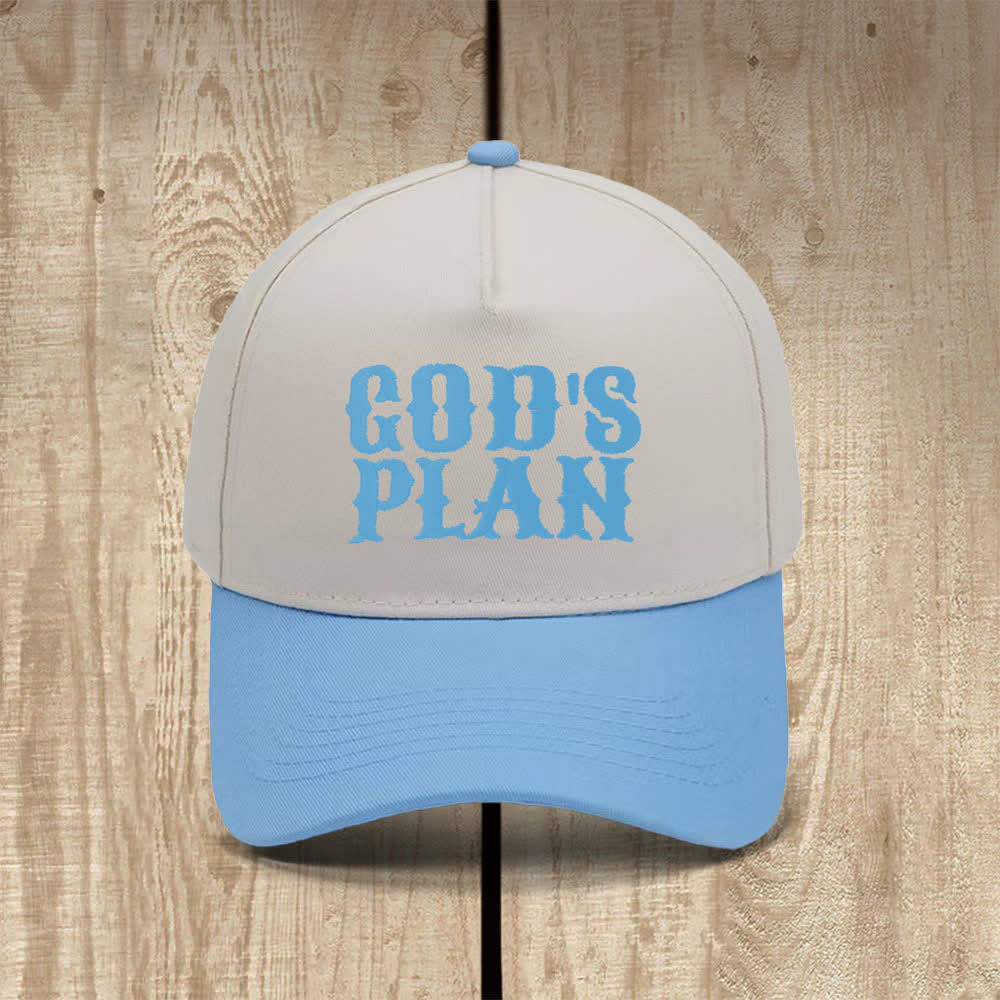 Christianartworkshop Gorra clásica informal con estampado de letras grandes "El plan de Dios" - Azul cielo - image 13