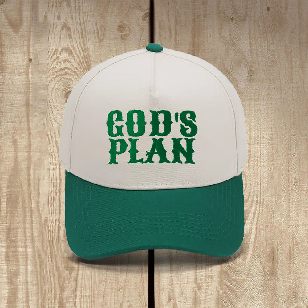 Christianartworkshop Gorra clásica informal con estampado de letras grandes "El plan de Dios" - Verde oscuro - image 5