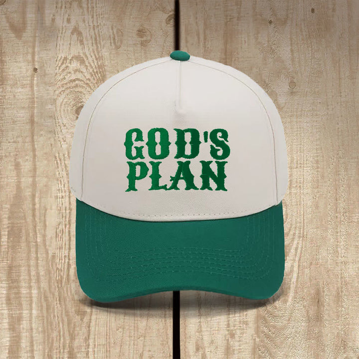 Christianartworkshop Gorra clásica informal con estampado de letras grandes "El plan de Dios" - Verde oscuro - image 5