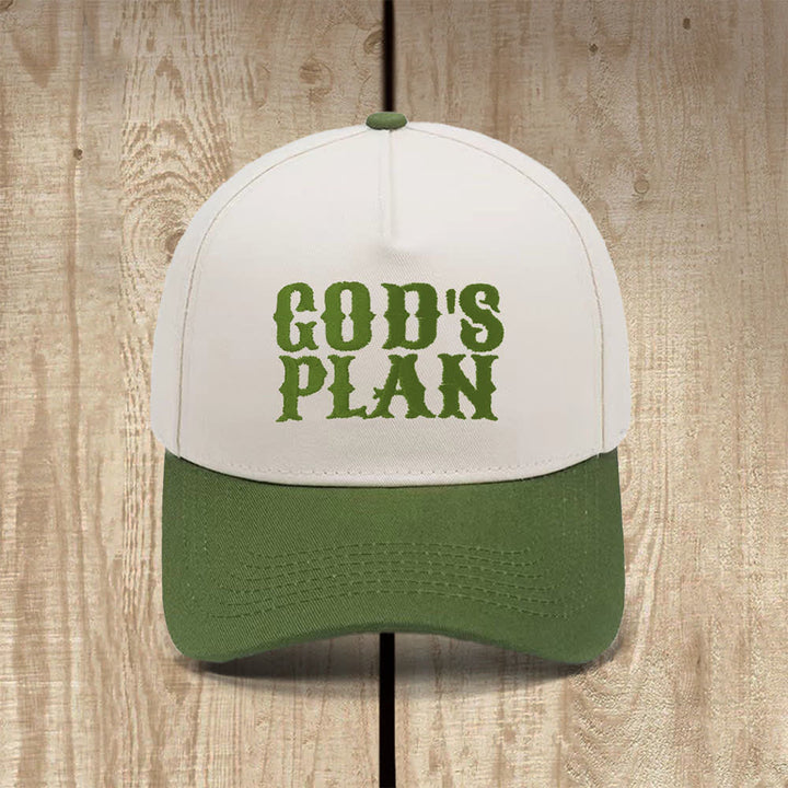 Christianartworkshop Gorra clásica informal con estampado de letras grandes "El plan de Dios" - Verde militar - image 12