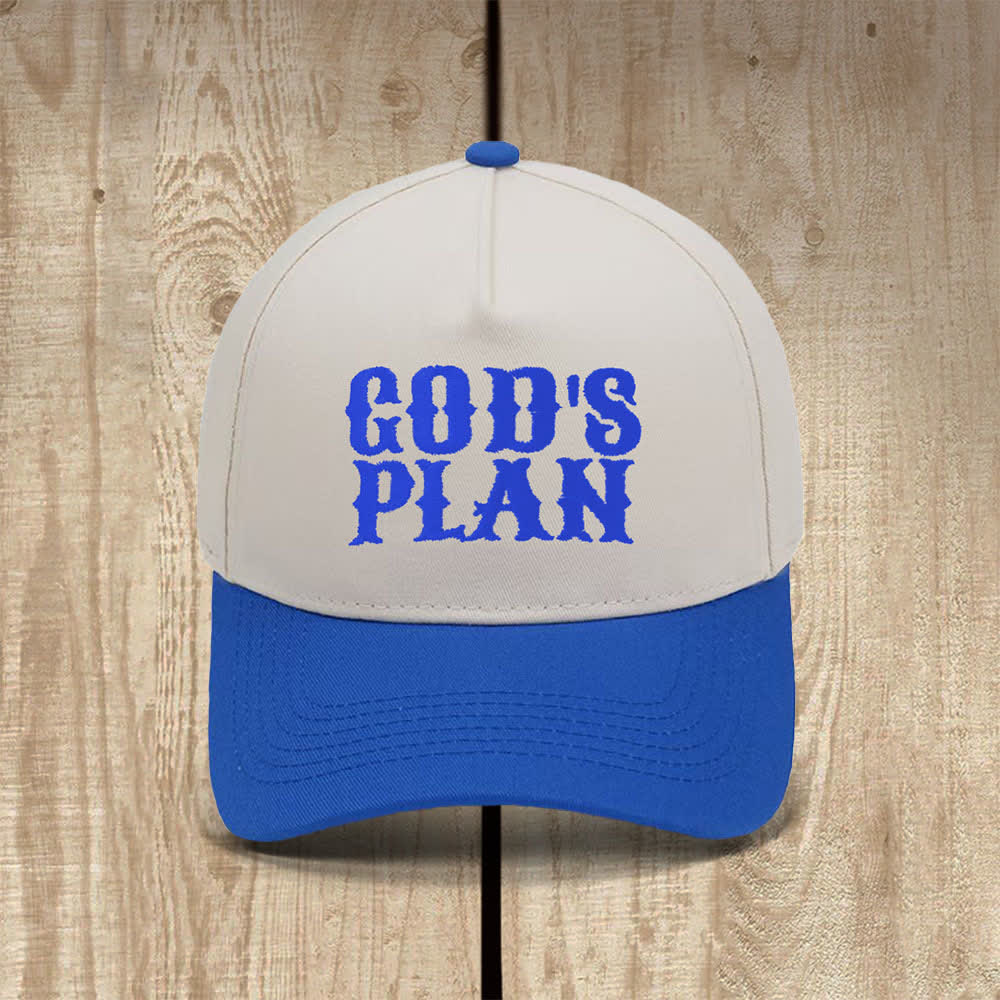 Christianartworkshop Gorra clásica informal con estampado de letras grandes "El plan de Dios" - Azul real - image 6