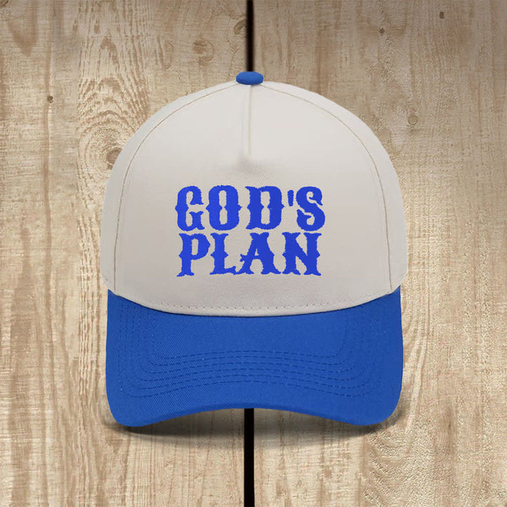 Christianartworkshop Gorra clásica informal con estampado de letras grandes "El plan de Dios" - Azul real - image 6
