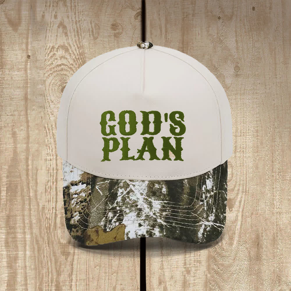 Christianartworkshop Gorra clásica informal con estampado de letras grandes "El plan de Dios" - Camuflaje parcial - image 10