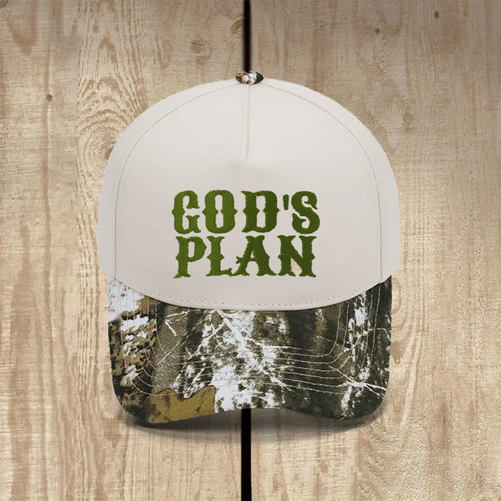 Christianartworkshop Gorra clásica informal con estampado de letras grandes "El plan de Dios" - Camuflaje parcial - image 10