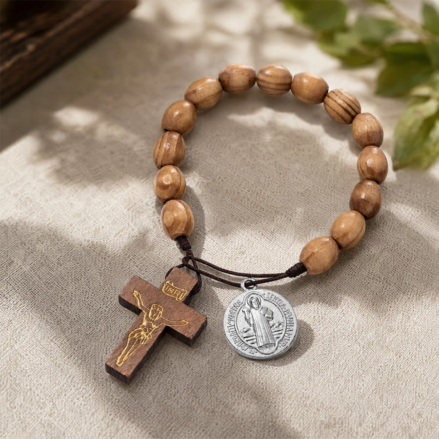 Christianartworkshop Medalla de San José, rosario de madera con crucifijo: emblema de la protección celestial familiar. - image 12