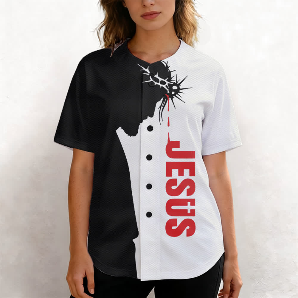 Camiseta de béisbol unisex con la imagen de Jesús, mi todo dividido de Christianartworkshop - image 5